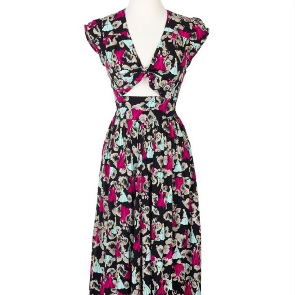 Trashy Diva Temptation peekaboo maxi dress tie top 1940s